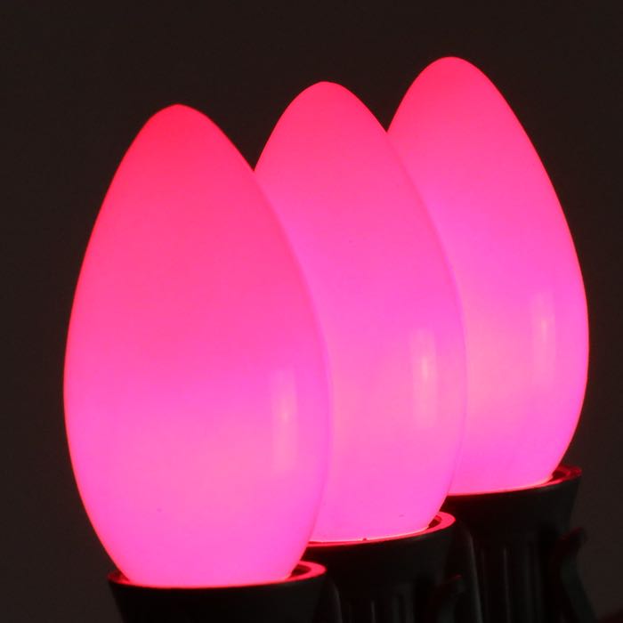 C9 Pink Opaque Glass Bulbs E17 Bases