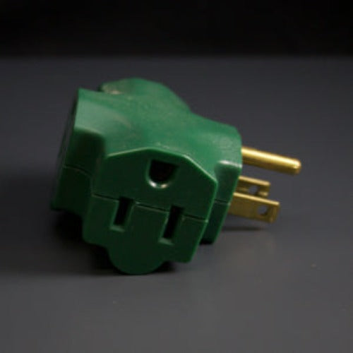 15-amp Rubberized 3-Prong T-Splitter Green