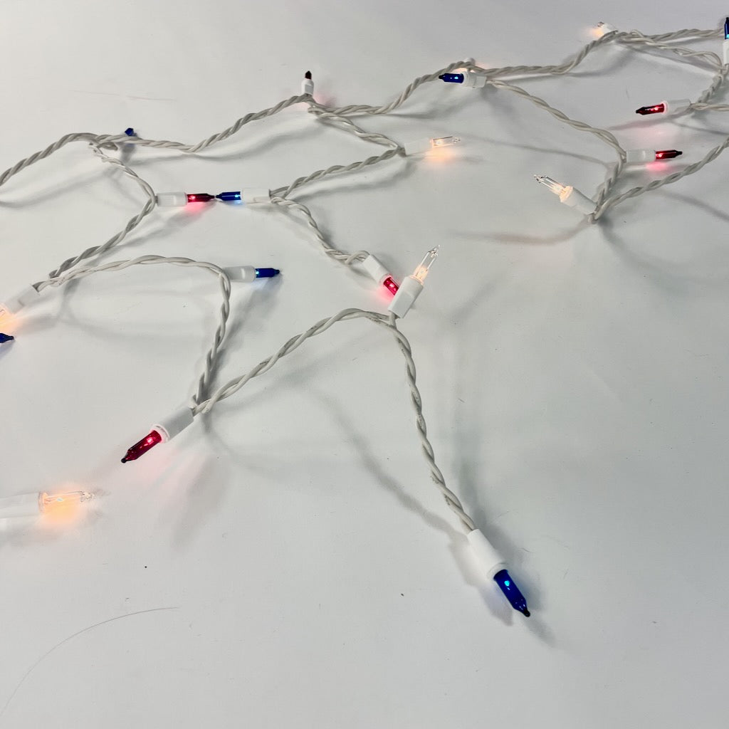 150-bulb Red Clear Blue Icicle Lights, White Wire