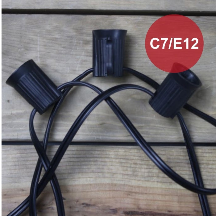 C7 (E12) 100' Cord 12" Spacing, Black SPT-1 Wire