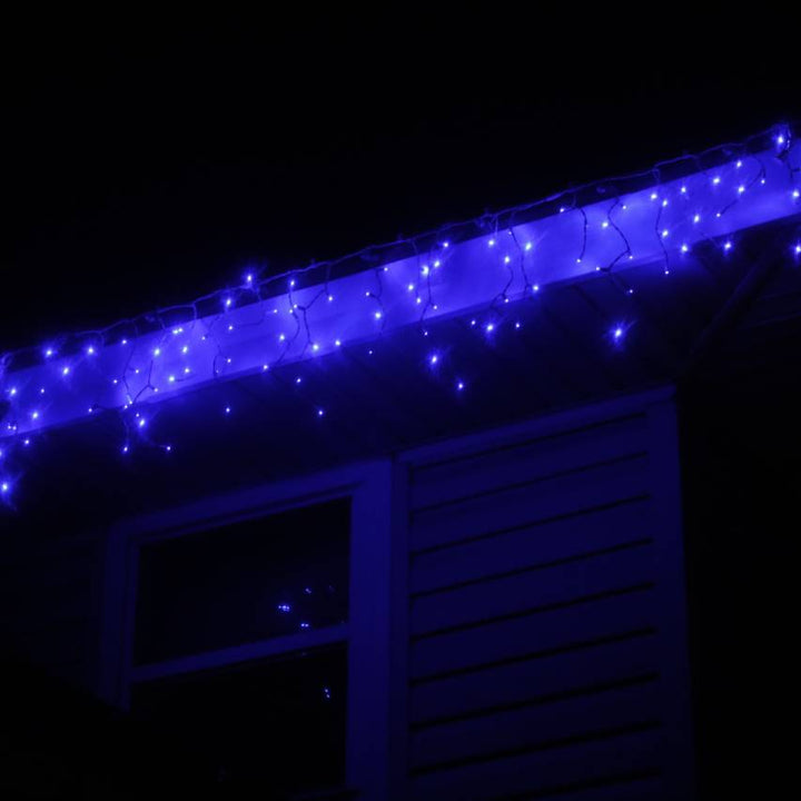 100-light Blue 5mm LED Icicle Lights, White Wire