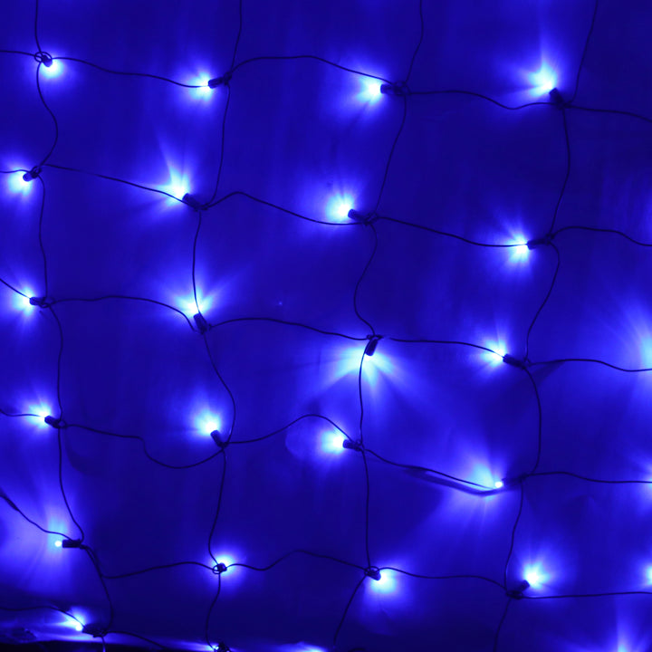 100-light Blue 5mm LED Net Lights, Green Wire