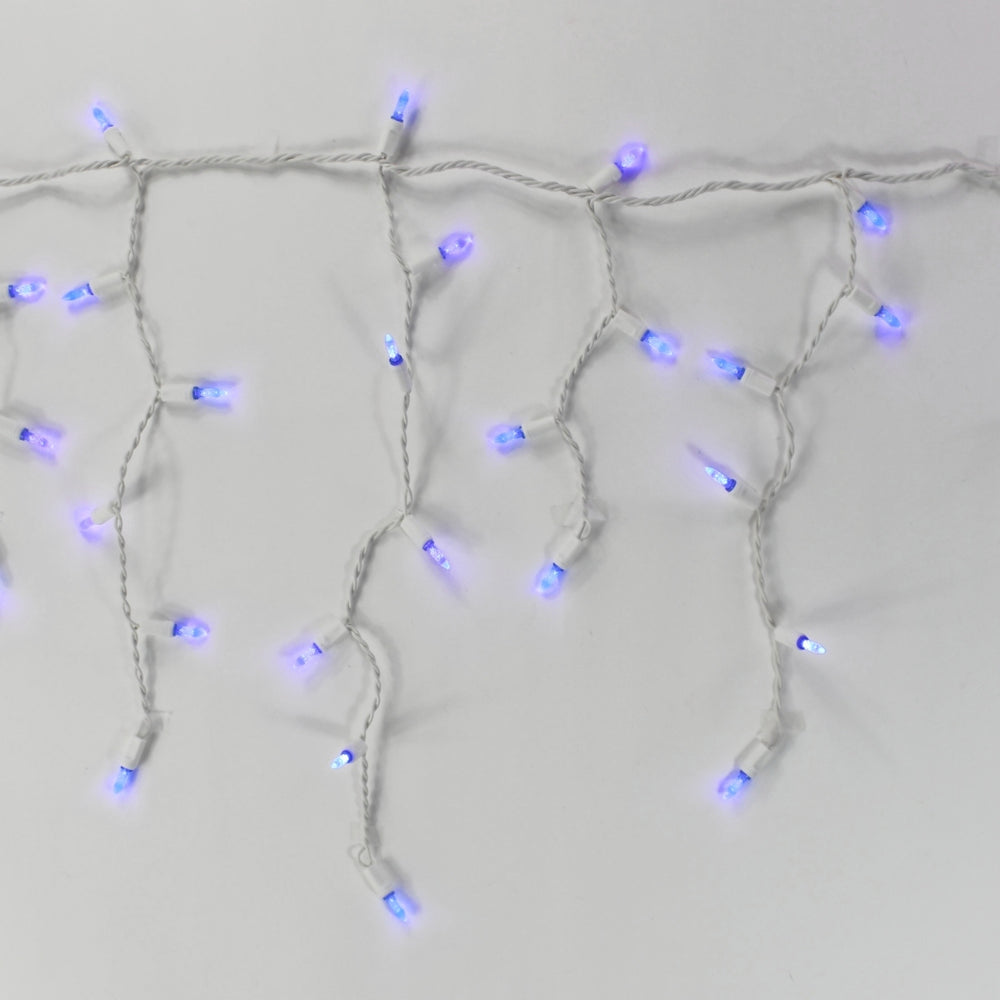 100-light M5 Blue LED Icicle Lights, Green Wire