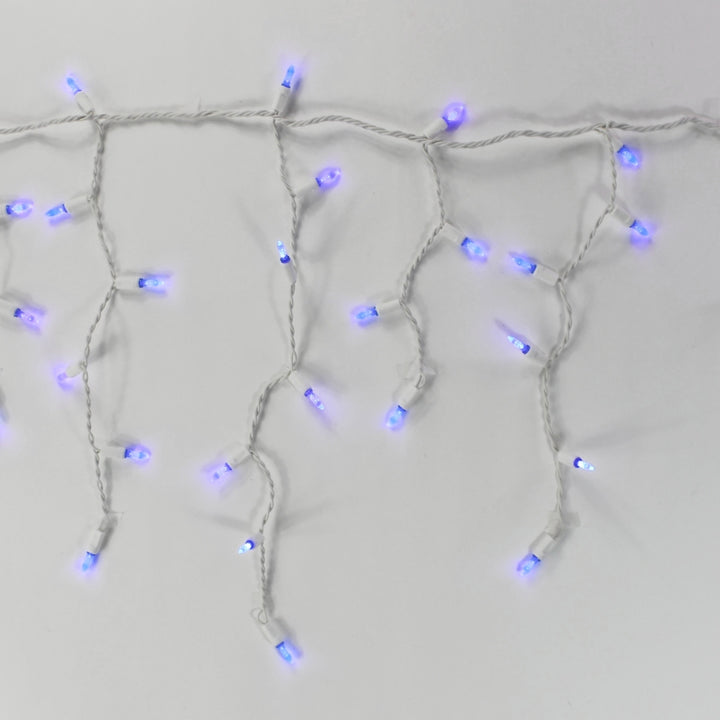 100-light M5 Blue LED Icicle Lights, Green Wire