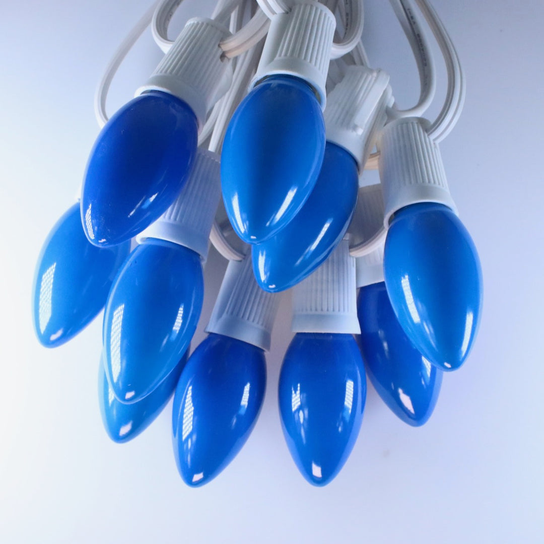 C9 Blue Opaque Glass Bulbs E17 Bases