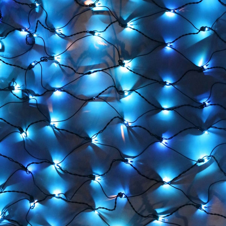 150-bulb Blue Net Lights, Green Wire