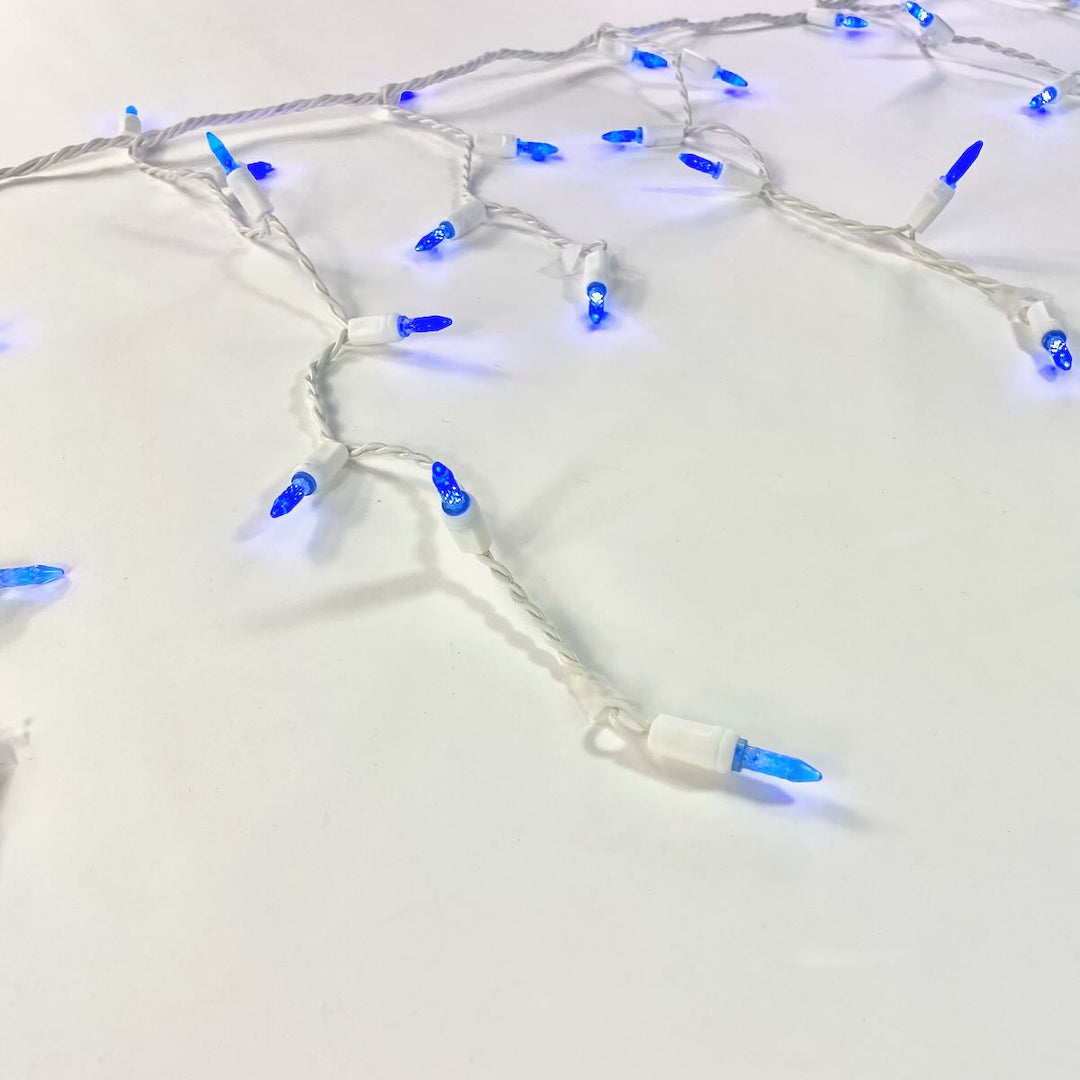 100-light M5 Blue LED Icicle Lights, Green Wire