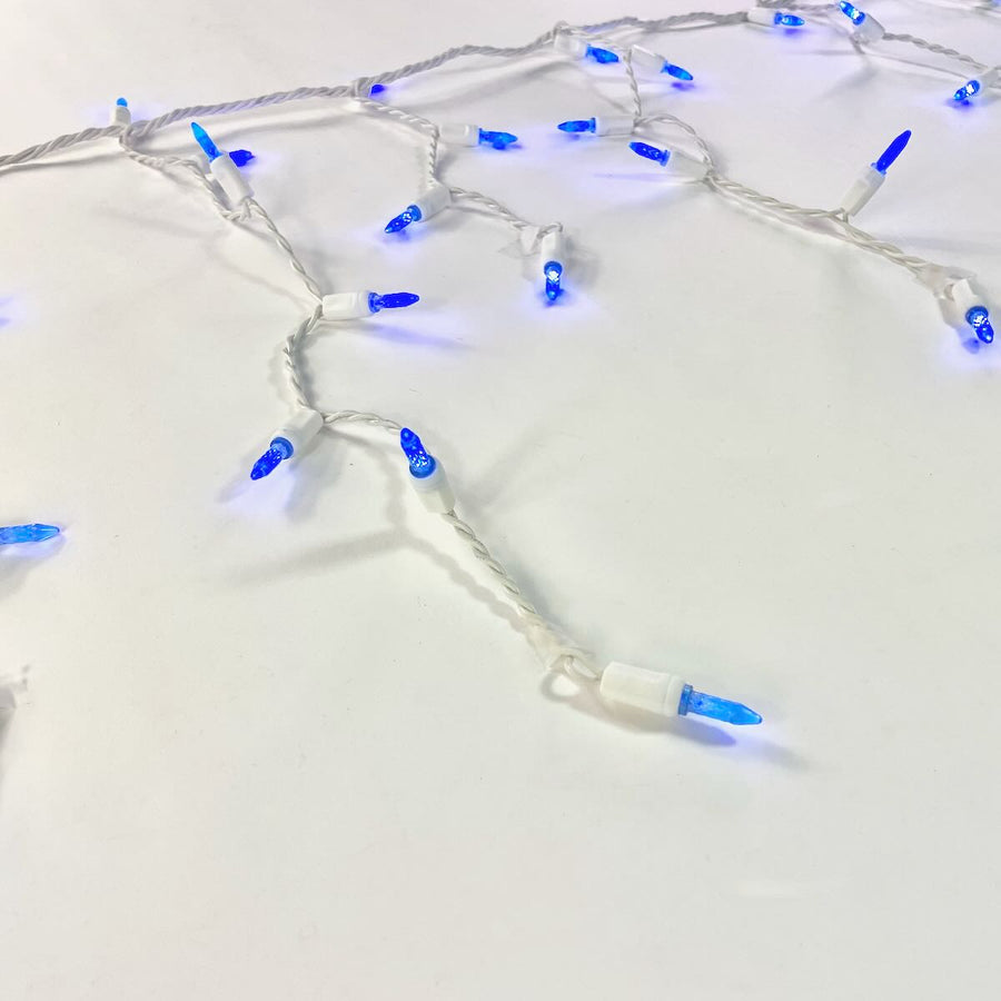 100-light M5 Blue LED Icicle Lights, White Wire – Christmas Light Source