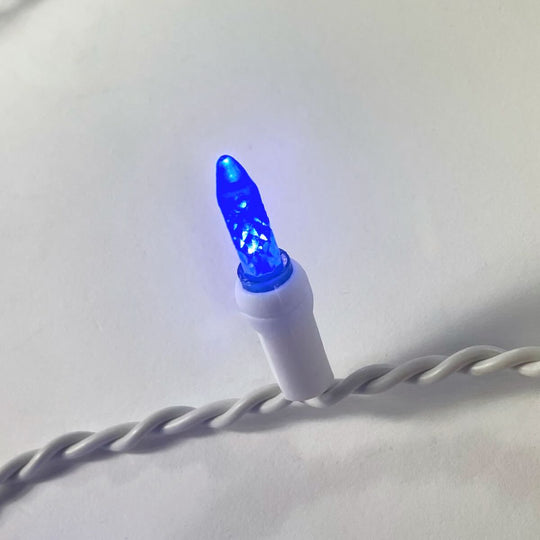 100-light M5 Blue LED Icicle Lights, White Wire – Christmas Light Source