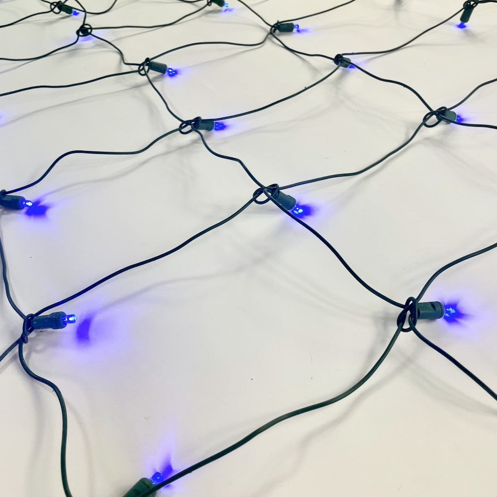 100-light Blue 5mm LED Net Lights, Green Wire