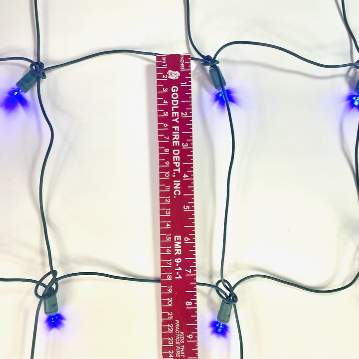 100-light Blue 5mm LED Net Lights, Green Wire