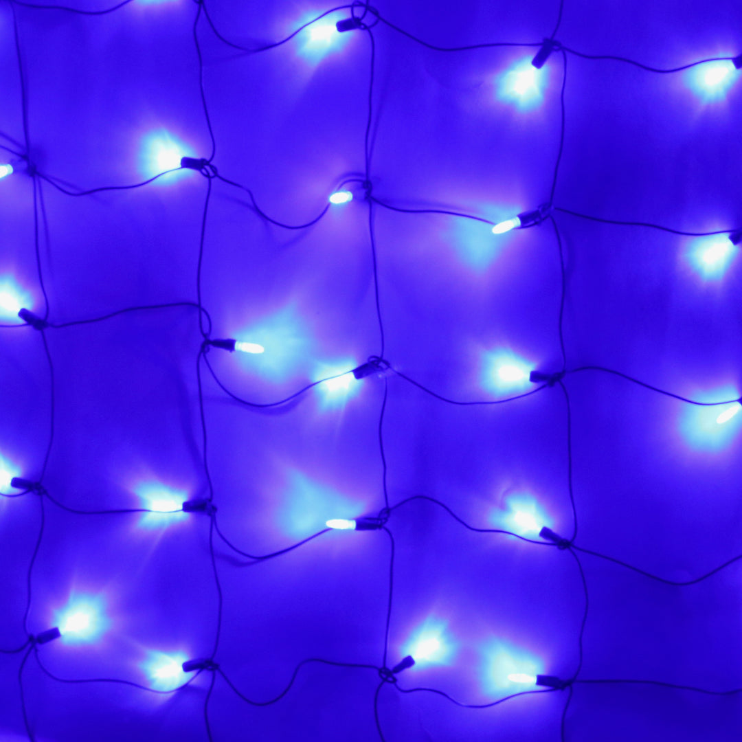 100-light M5 Blue LED Net Lights, Green Wire