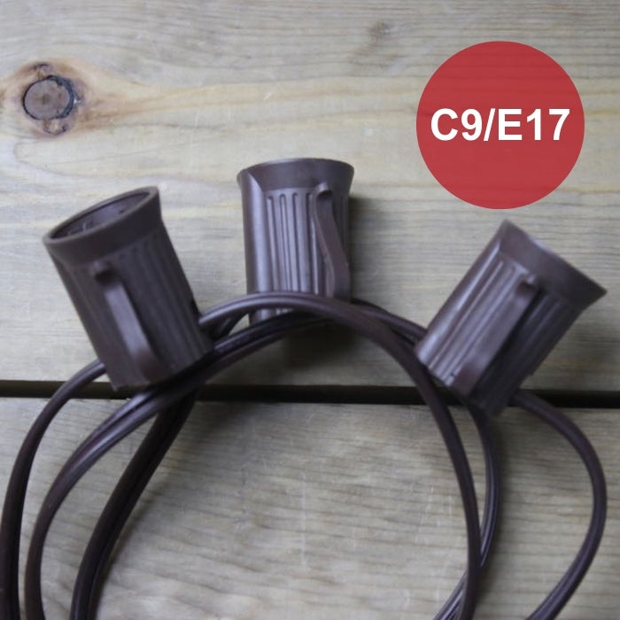 C9 (E17) 100' Cord 12" Spacing, Brown SPT-1 Wire