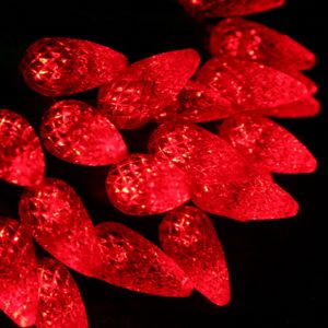 50-light C6 Red LED Christmas Lights, 4" Spacing Green Wire