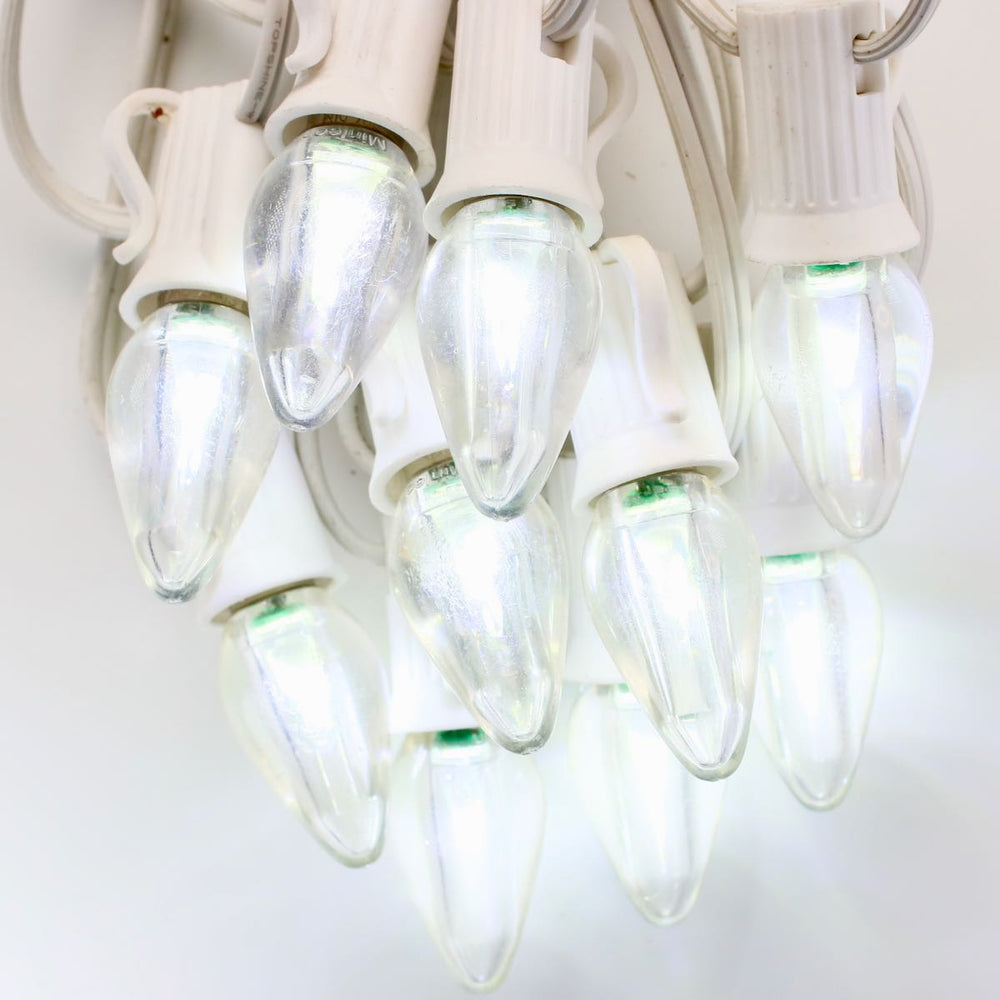 C7 Pure (Cool) White Smooth Twinkle LED Bulbs E12 Bases