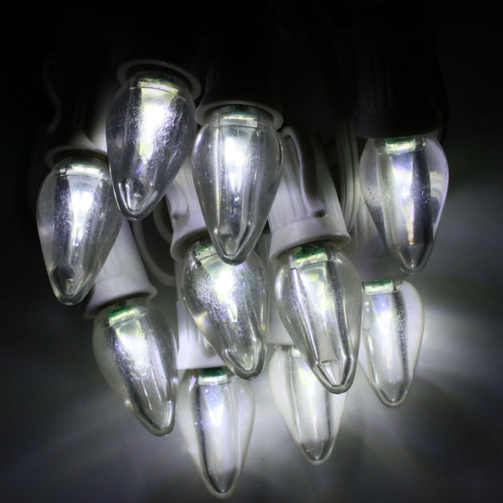 C7 Pure (Cool) White Smooth Twinkle LED Bulbs E12 Bases