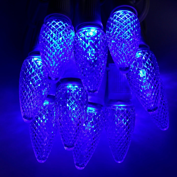 C9 Blue Twinkle LED Bulbs E17 Bases