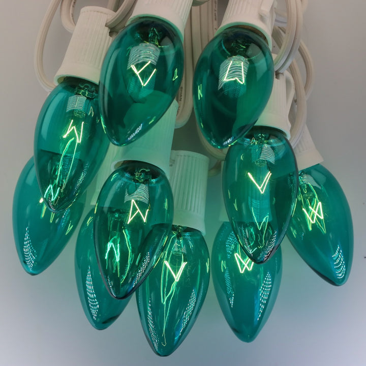 C9 Teal Glass Bulbs E17 Bases