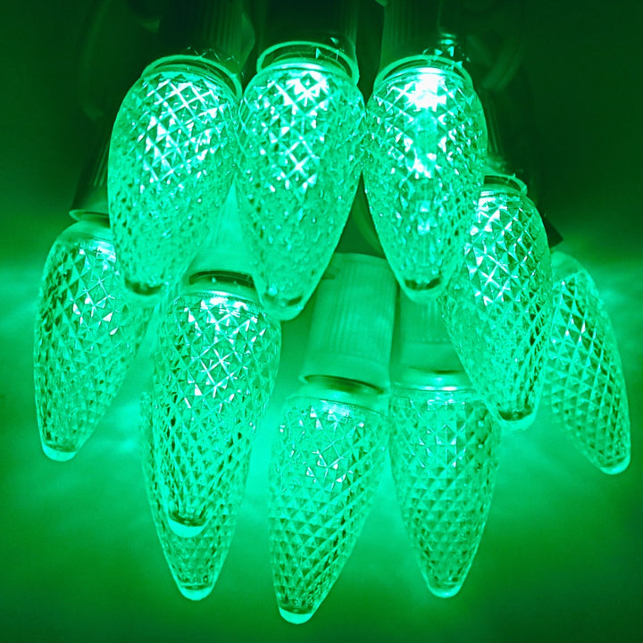 C9 Green Twinkle LED Bulbs E17 Bases