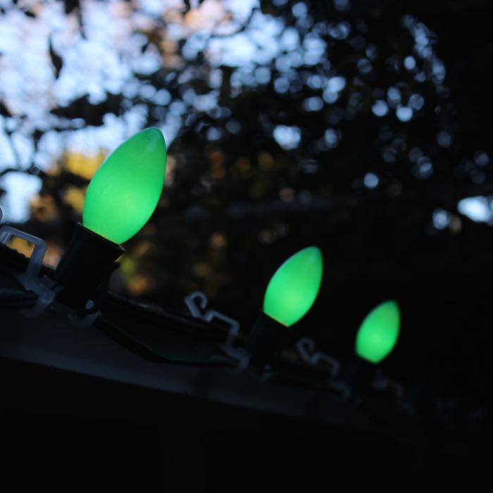 C9 Green Opaque Glass Bulbs E17 Bases