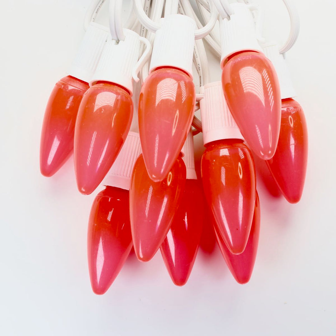 Minleon C9 Pink Smooth Opaque LED Bulbs E17 Bases (SMD) (25 Pack ...