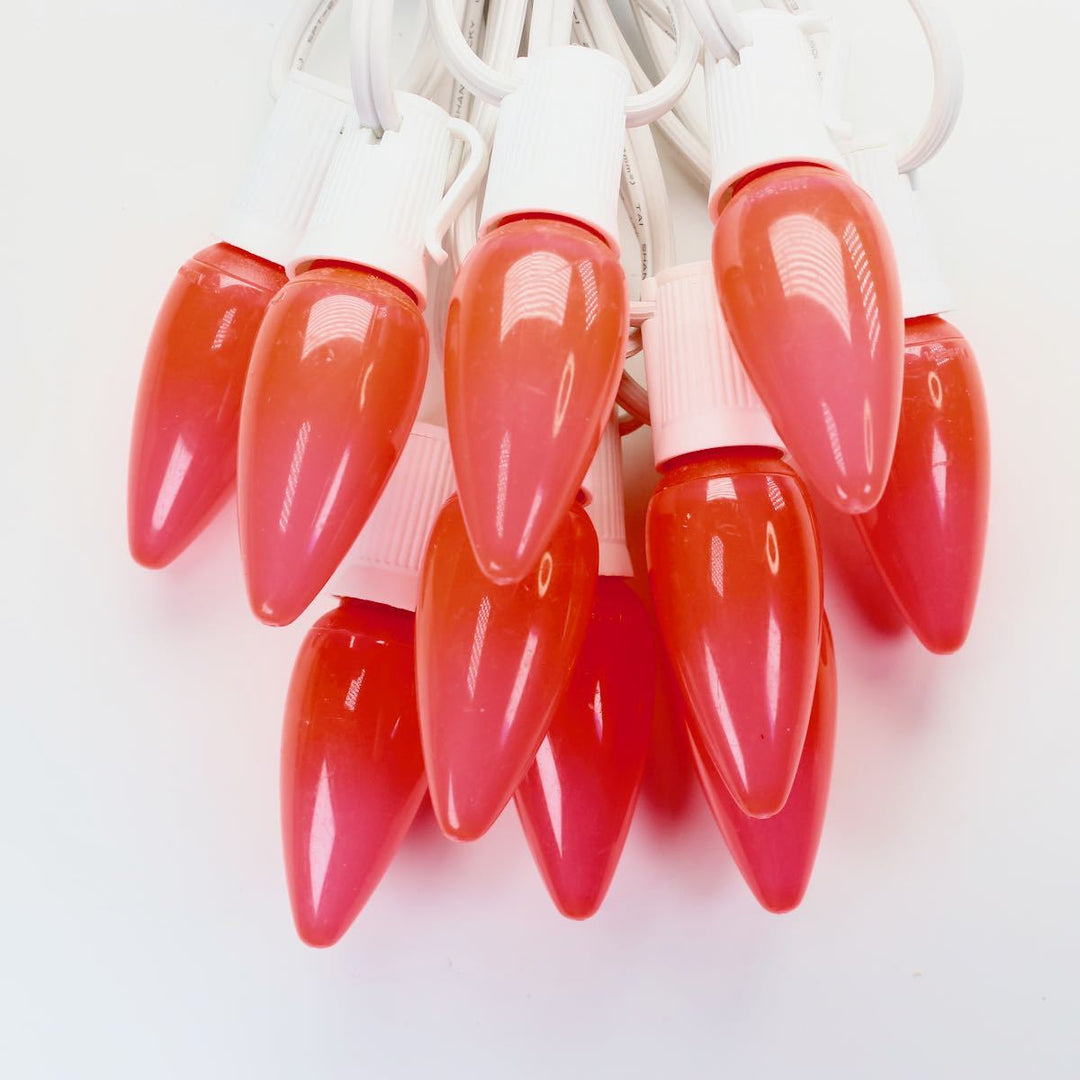 C9 Pink Opaque LED Bulbs E17 Bases