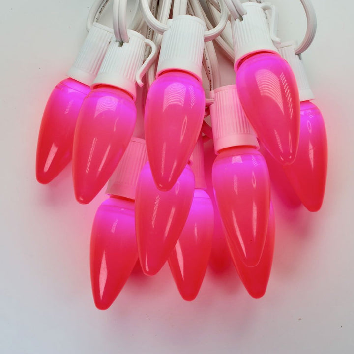 C9 Pink Opaque LED Bulbs E17 Bases