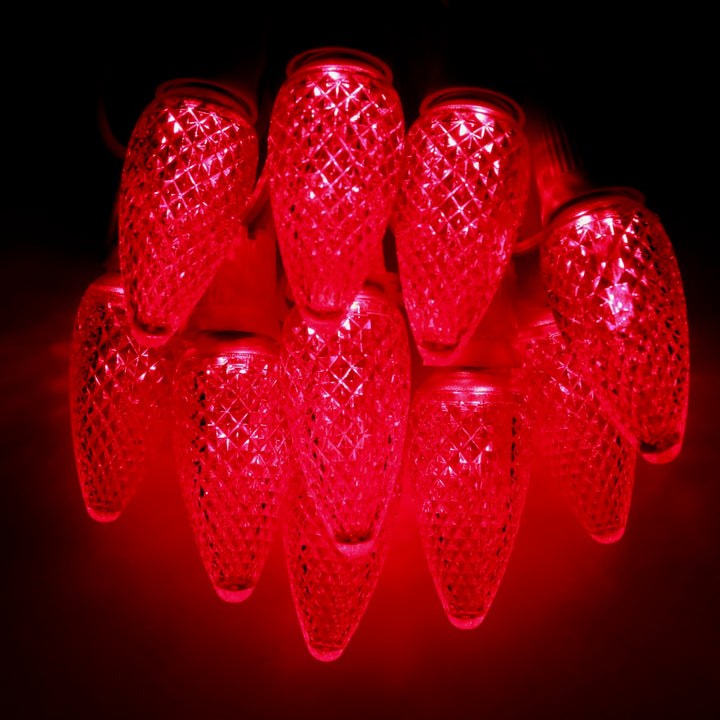 C9 Red Twinkle LED Bulbs E17 Bases