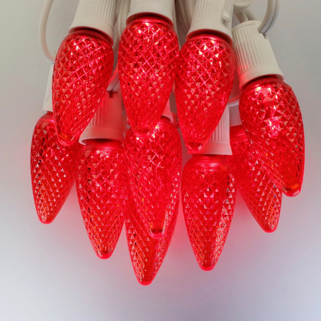 C9 Red Christmas Bulbs - E17 Base 7 Watt Set Of 25 Replacement Christmas Lights