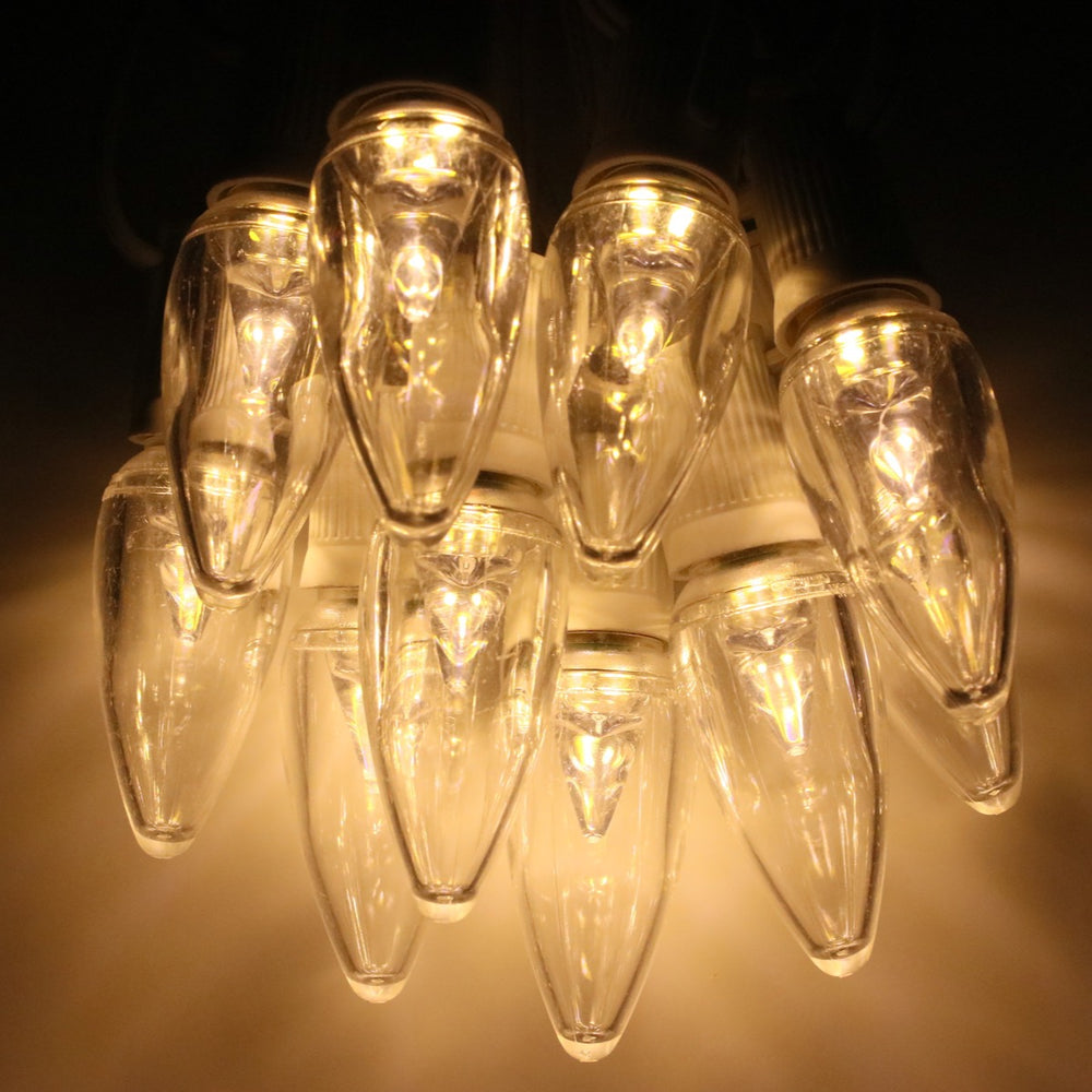 C9 Warm White Smooth Twinkle LED Bulbs E17 Bases