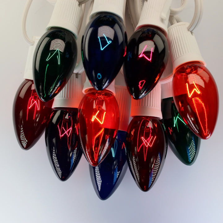 C9 Multicolor Triple Dip Glass Bulbs E17 Bases