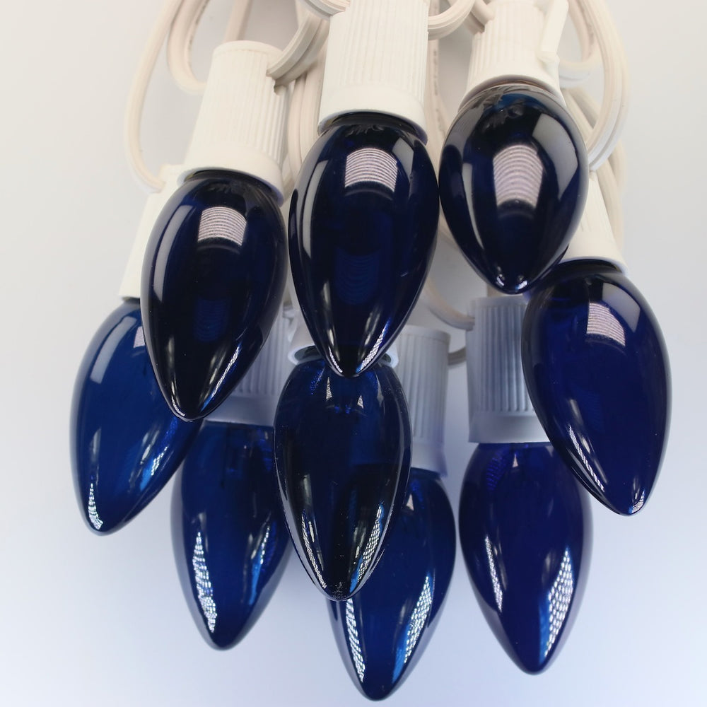 C9 Blue Triple Dip Glass Bulbs E17 Bases