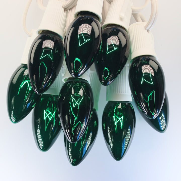 C9 Green Triple Dip Glass Bulbs E17 Bases