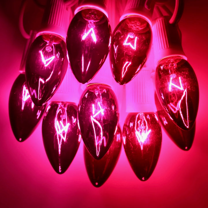 C7 Pink Triple Dip Glass Bulbs E12 Bases