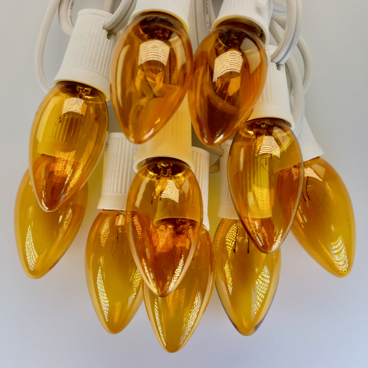 C9 Yellow Triple Dip Glass Bulbs E17 Bases