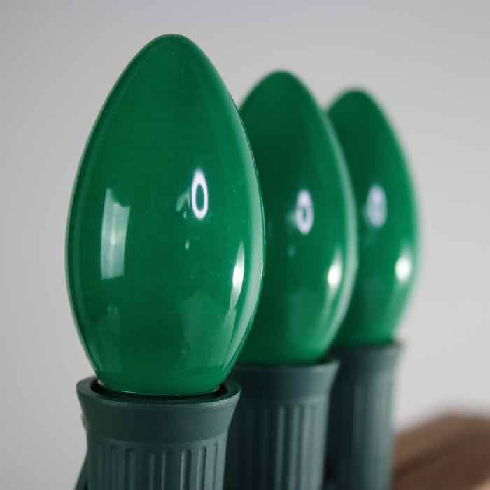 C9 Green Opaque Glass Bulbs E17 Bases