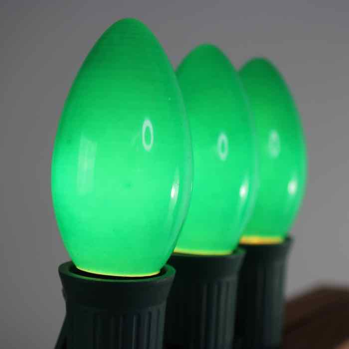 C9 Green Opaque Glass Bulbs E17 Bases