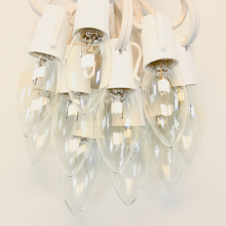 C9 Clear (White) Twinkle Glass Bulbs E17 Bases (25 Pack)