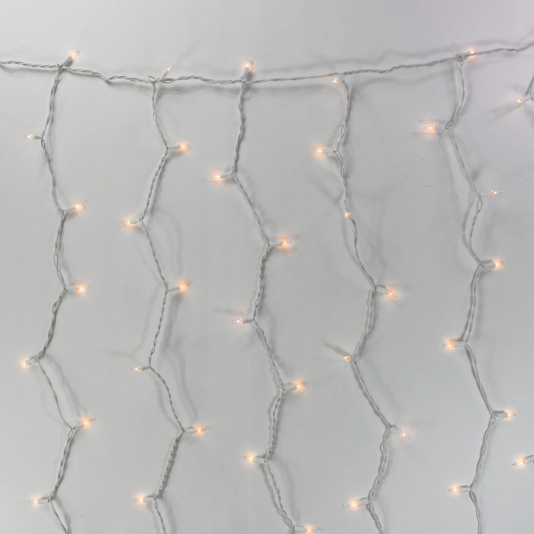 8-Foot Glass Curtain Lights Clear Bulbs White Wire