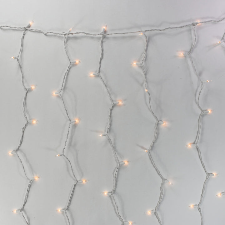 8-Foot Glass Curtain Lights Clear Bulbs White Wire