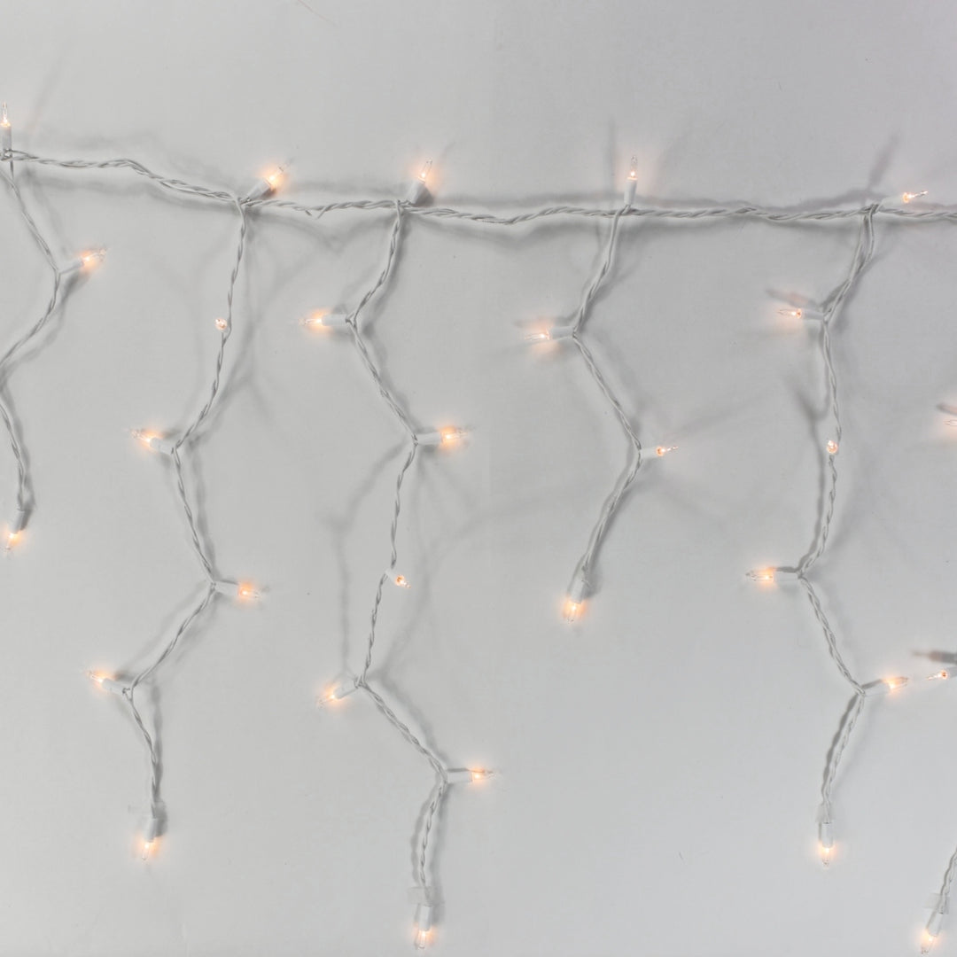 150-bulb Clear Icicle Lights, White Wire
