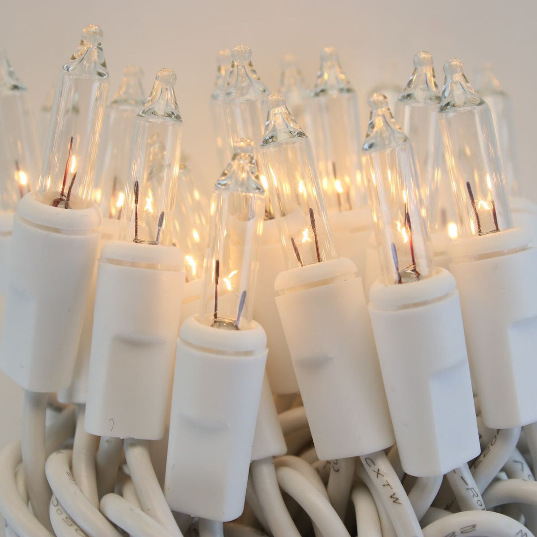 50-bulb White Mini Lights, 2.5" Spacing, White Wire