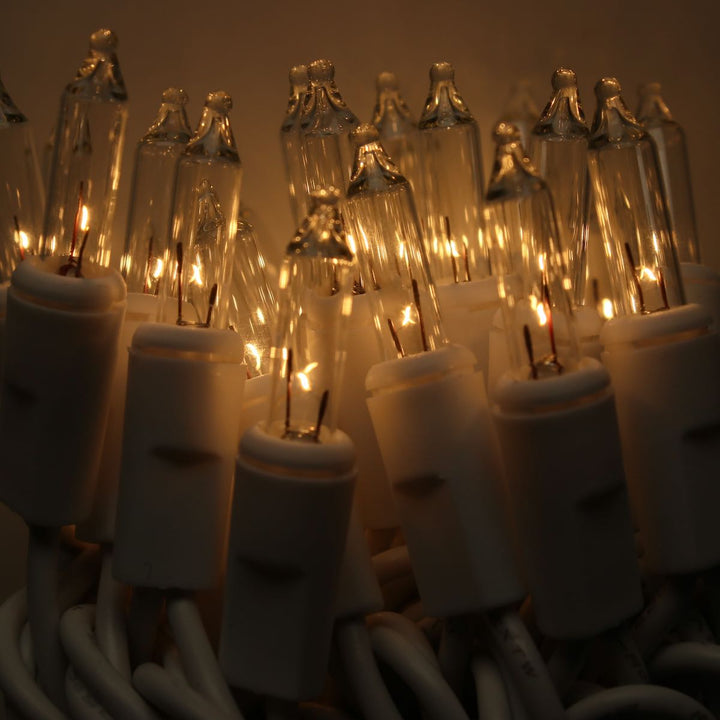50-bulb White Mini Lights, 2.5" Spacing, White Wire