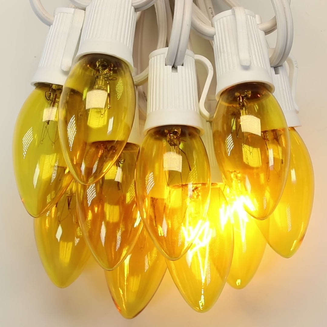 C9 Yellow Twinkle Glass Bulbs E17 Bases (25 Pack)