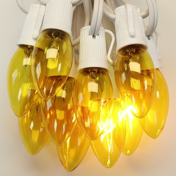 C9 Yellow Twinkle Glass Bulbs E17 Bases (25 Pack)