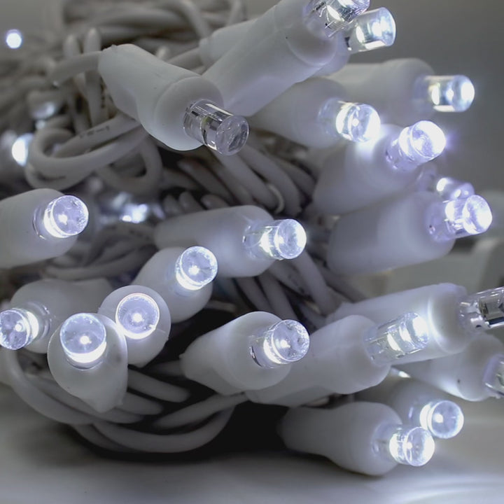 50-light  Pure White LED Twinkle Lights - 50 Count Bulbs, White Wire