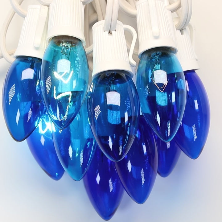 C9 Blue Twinkle Glass Bulbs E17 Bases (25 Pack)