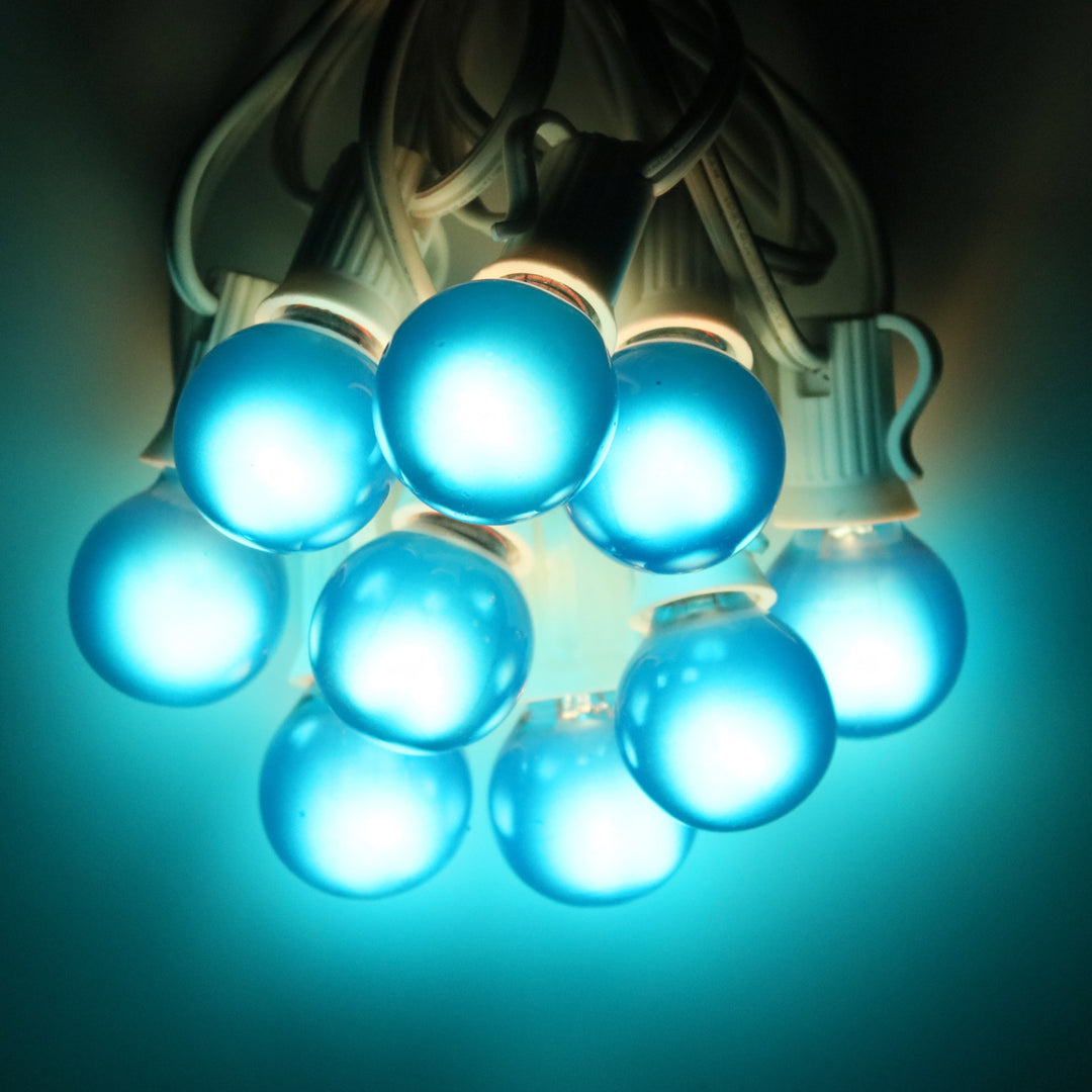 G30 Blue Satin Glass Bulbs E12 Bases