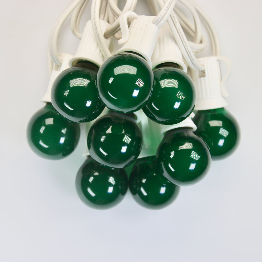 G30 Green Satin Glass Bulbs E12 Bases