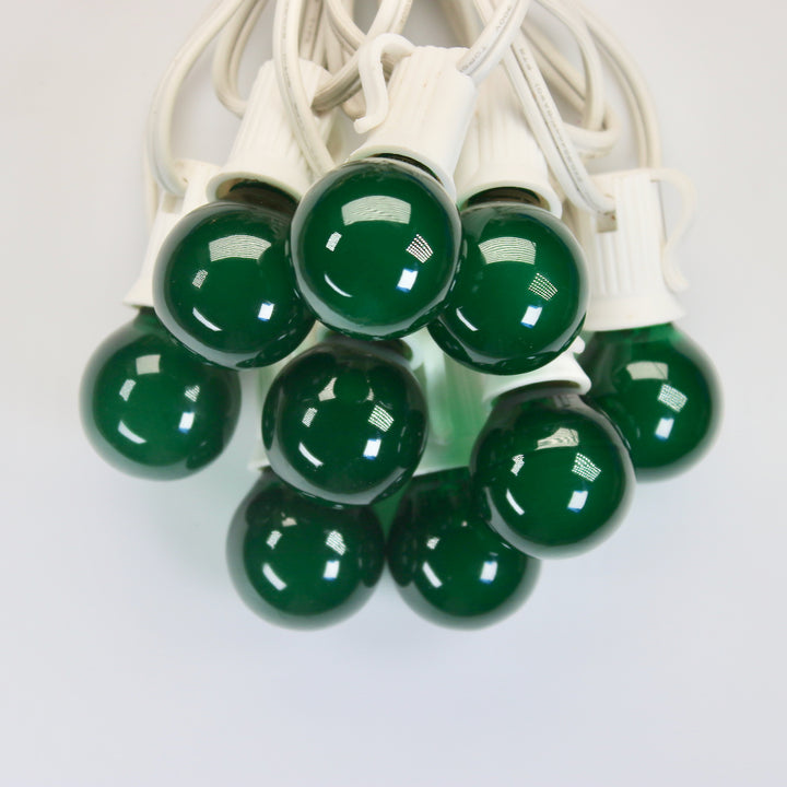 G30 Green Satin Glass Bulbs E12 Bases